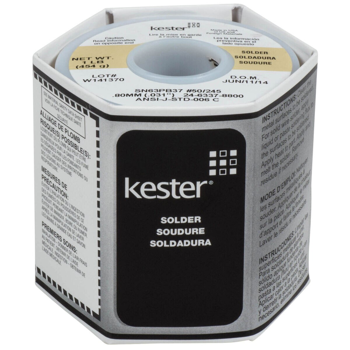 Kester 245 NoClean Core Solder 63/37 .031" 1 lb. Spool